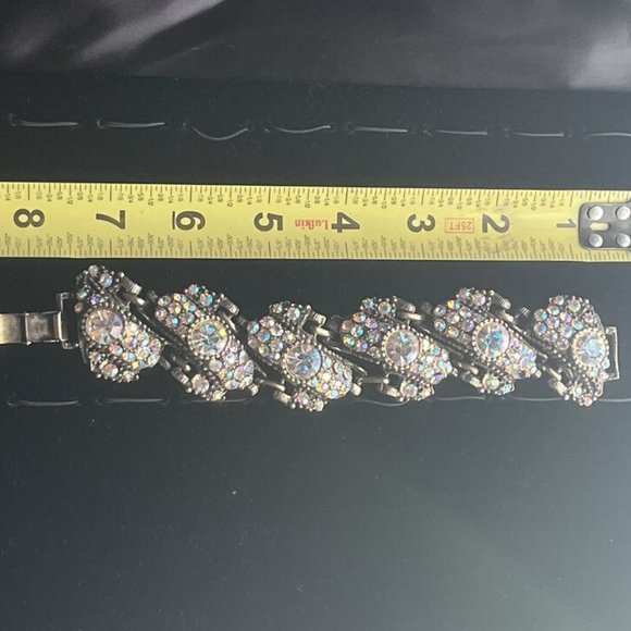 Juliana DeLizza & Elster Aurora Borealis Encrusted Chunky Gunmetal Bracelet - Picture 11 of 12